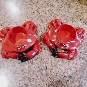 Yankee Candle Crab Tea Light Holders Beach House Nautical Set of 2